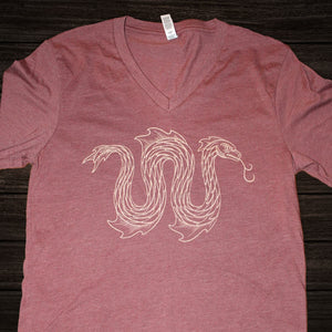 Silver Lake Brewing Project Mauve Heather V-Neck Tshirt, Cream Imprint