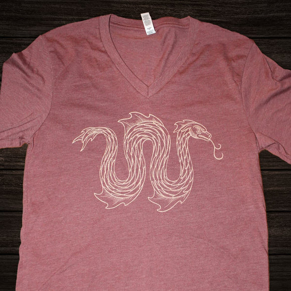Silver Lake Brewing Project Mauve Heather V-Neck Tshirt, Cream Imprint