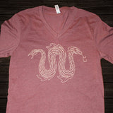 Silver Lake Brewing Project Mauve Heather V-Neck Tshirt, Cream Imprint