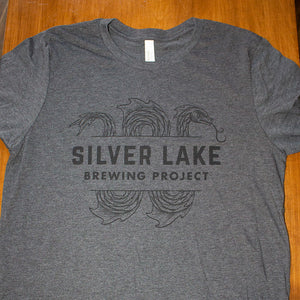 Silver Lake Brewing Project Gray Crew Neck Tshirt, Black Imprint