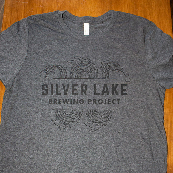 Silver Lake Brewing Project Gray Crew Neck Tshirt, Black Imprint